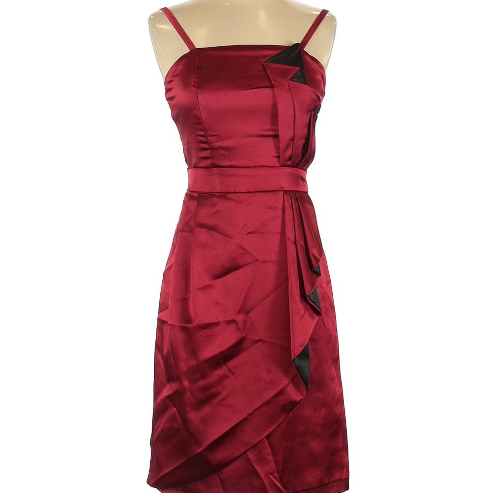 Nina Piu Red Satin Cocktail Dress Size M